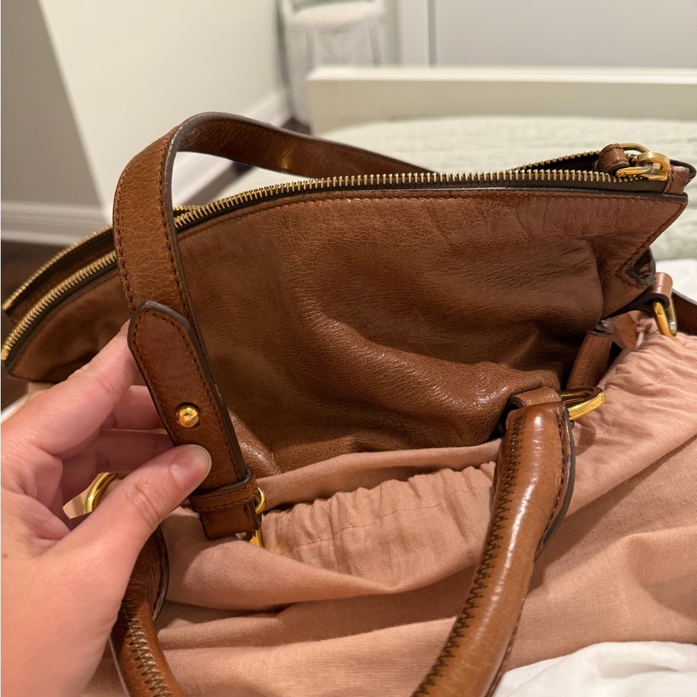 Miu Miu Vitello Lux Bow Bag Satchel - Picture 16 of 17